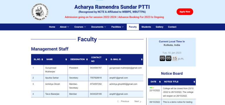 ARSPTTI Faculty Page